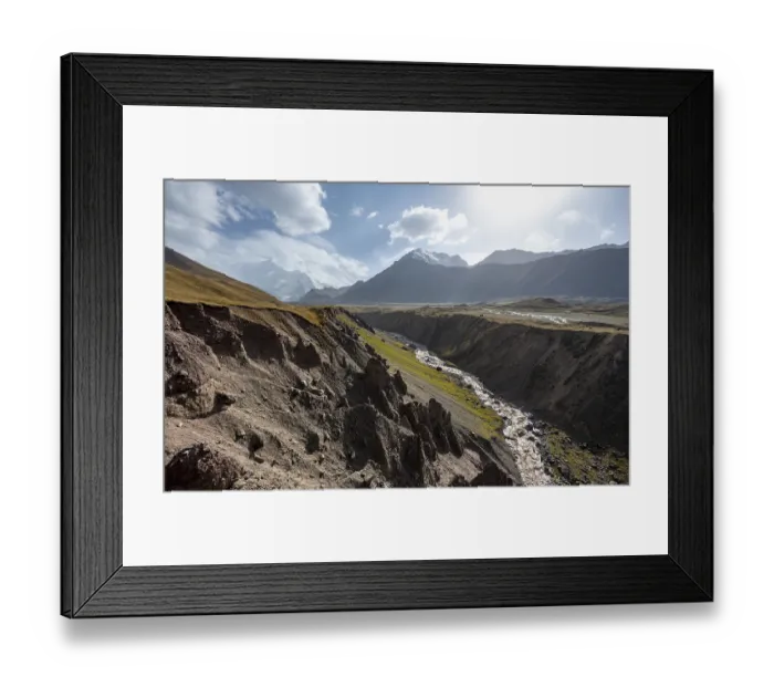 Framed Print : Valley with river Achik Tash between high mountains