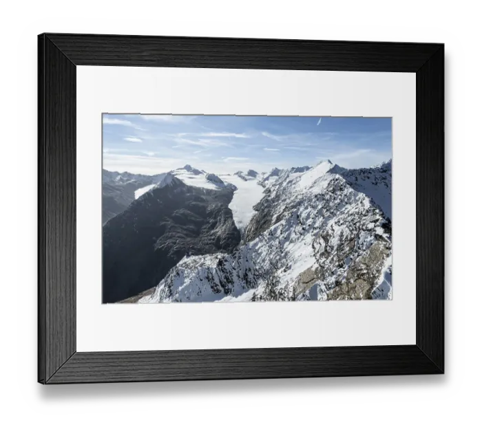 Framed Print : Mountain landscape with snow and glacier at Ramoljoch