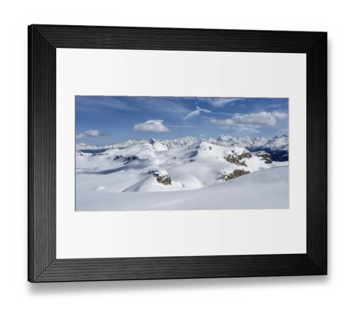 Framed Print : Mountain landscape with snow, view from the summit Wisshore to the Pointe de la Plaine Morte
