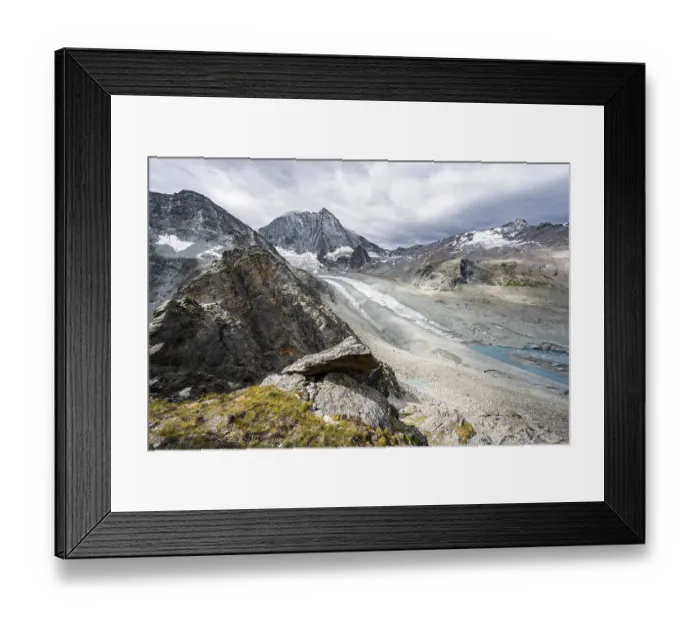 Framed Print : View of glacier Glacier de Cheilon and mountain peak Mont Blanc de Cheilon
