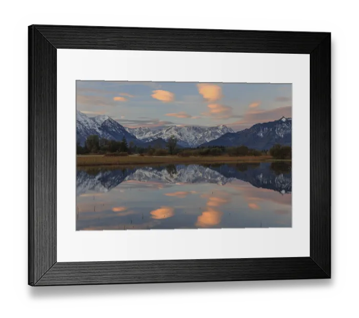 Framed Print : Mountains reflected in water, flood