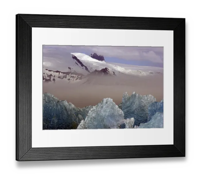 Framed Print : Blue ice reflected in the water