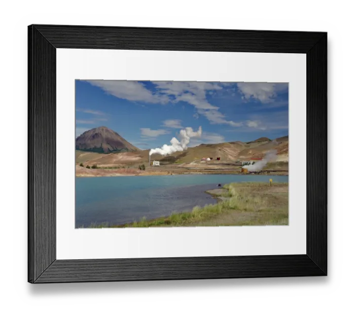 Framed Print : Volcanic mountains, lake with surreal colour