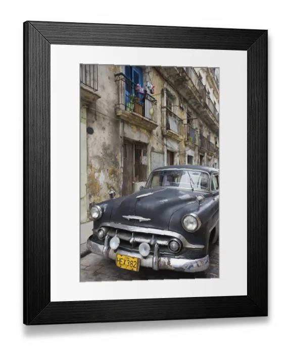 Framed Print : Classic car parked in the streets of Havana