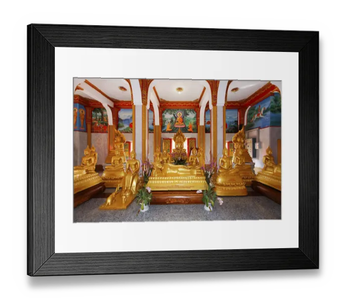 Framed Print : Gilded Buddha statues and reclining Buddhas Framed Print : Gilded Buddha statues and reclining Buddhas