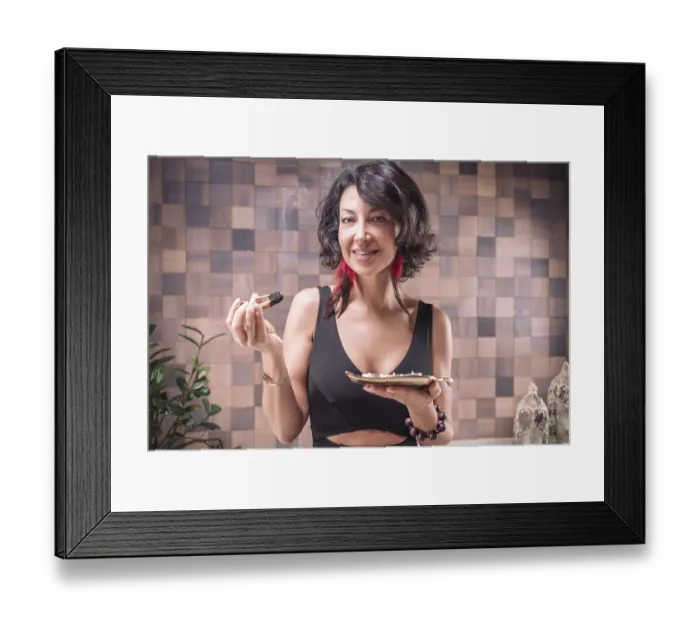 Framed Print : Image of an adult woman in yoga place