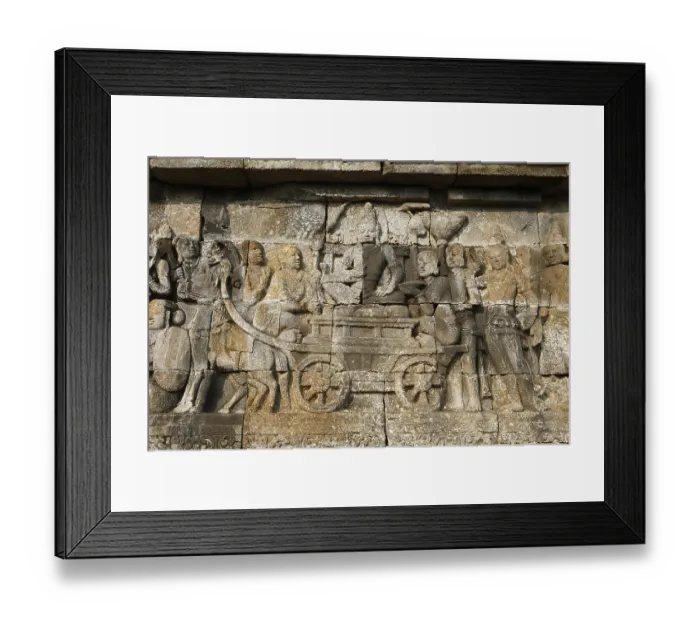 Framed Print : Stone relief, Buddhist temple complex Borobudur