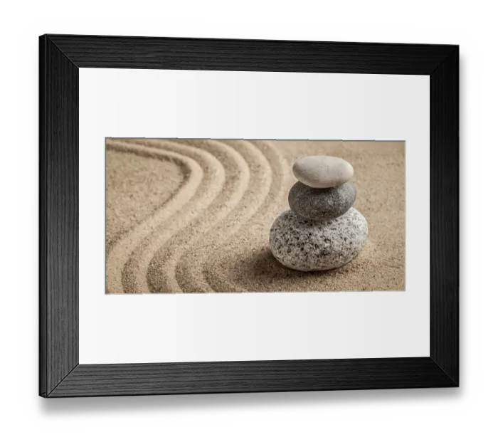 Framed Print : Japanese Zen stone garden, relaxation Framed Print : Japanese Zen stone garden, relaxation