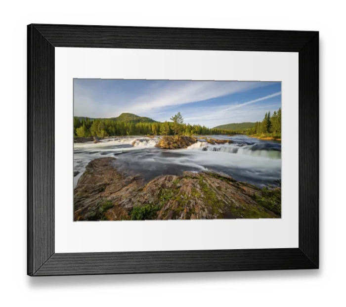Framed Print : Rapids in the river Namsen, coniferous forest Framed Print : Rapids in the river Namsen, coniferous forest
