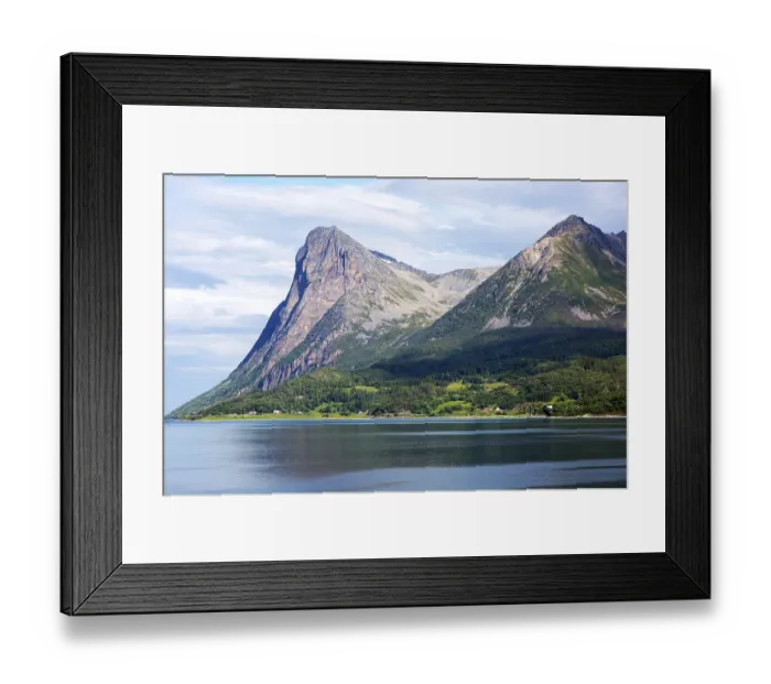 Framed Print : Steep mountains on Grytoya island