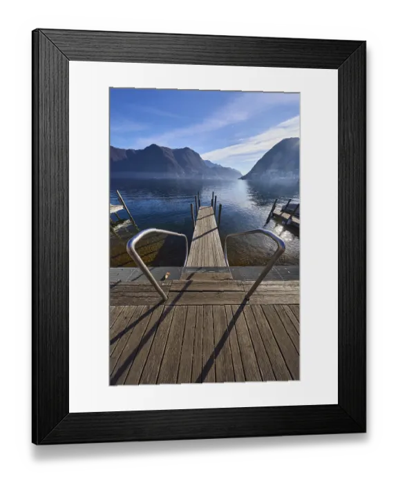 Framed Print : Jetty, wooden planks, stainless steel railing Framed Print : Jetty, wooden planks, stainless steel railing