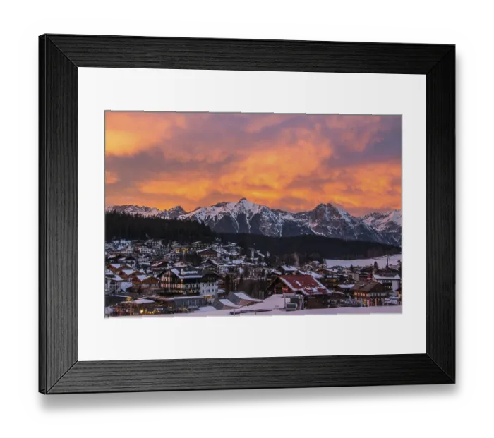 Framed Print : Village view Seefeld in Tyrol with Wetterstein mountains Framed Print : Village view Seefeld in Tyrol with Wetterstein mountains