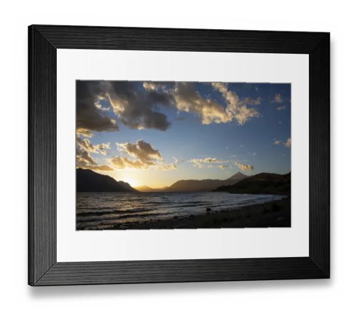 Framed Print : Sunset at Lago Huechulafquen with the Lanin volcano in Lanin National Park
