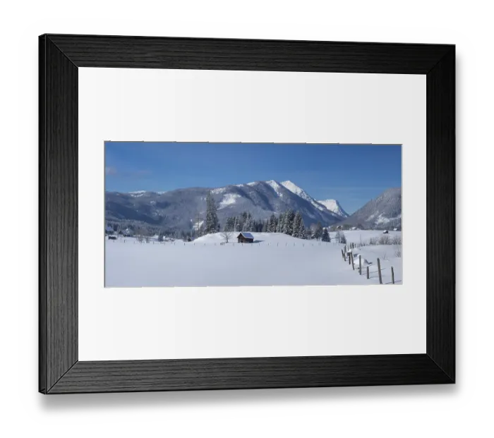 Framed Print : Snowy landscape, cross-country track Oedensee