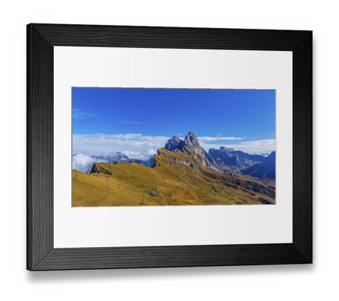 Framed Print : The Sas Rigais and Furchetta peaks of the Odle Group