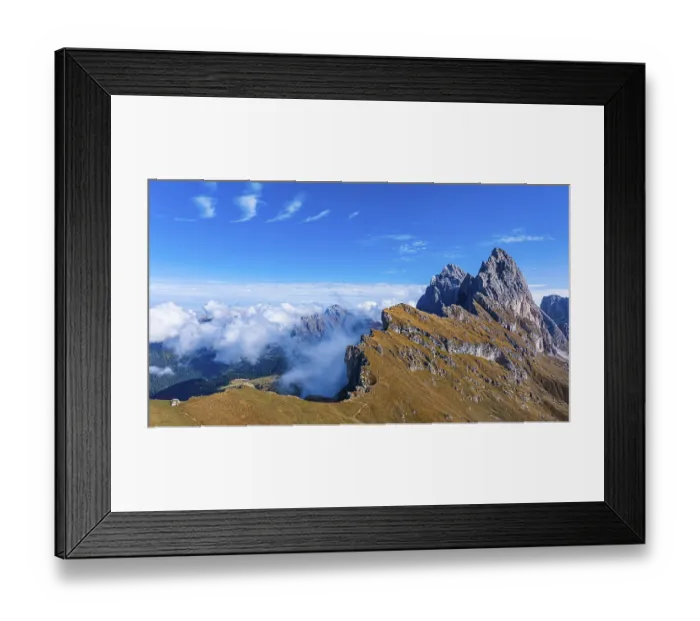 Framed Print : The Sas Rigais and Furchetta peaks of the Odle Group