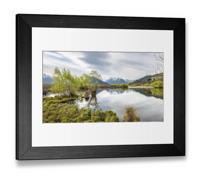 Framed Print : Mountains reflected in the lake
