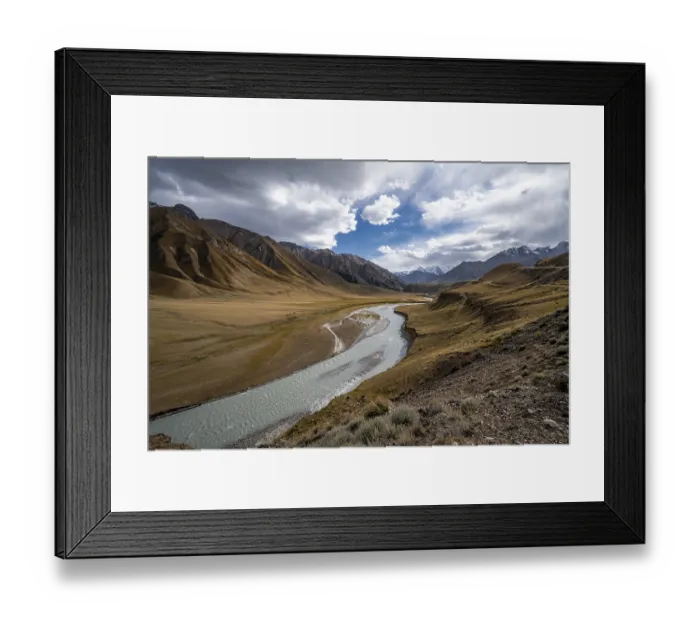 Framed Print : Mountain valley with Sary Jaz river