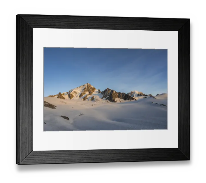 Framed Print : High alpine mountain landscape at sunset