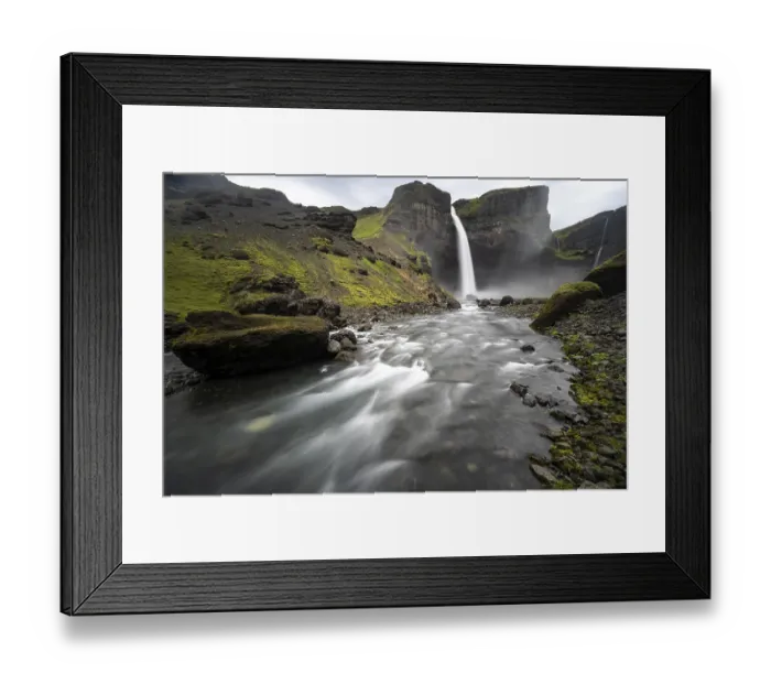 Framed Print : Haifoss and Granni waterfall at a canyon Framed Print : Haifoss and Granni waterfall at a canyon