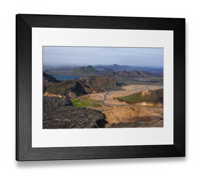 Framed Print : Trekking trail Laugavegur, Landmannalaugar Camp