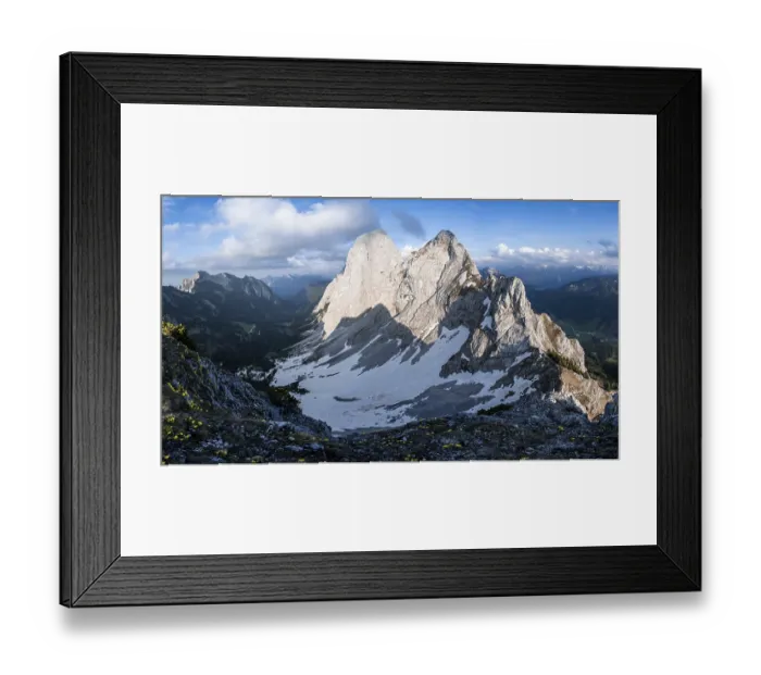 Framed Print : Evening atmosphere, summit of the Gimpel and the Rote Flueh Framed Print : Evening atmosphere, summit of the Gimpel and the Rote Flueh
