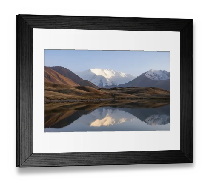 Framed Print : Mountains reflected in a small mountain lake Framed Print : Mountains reflected in a small mountain lake