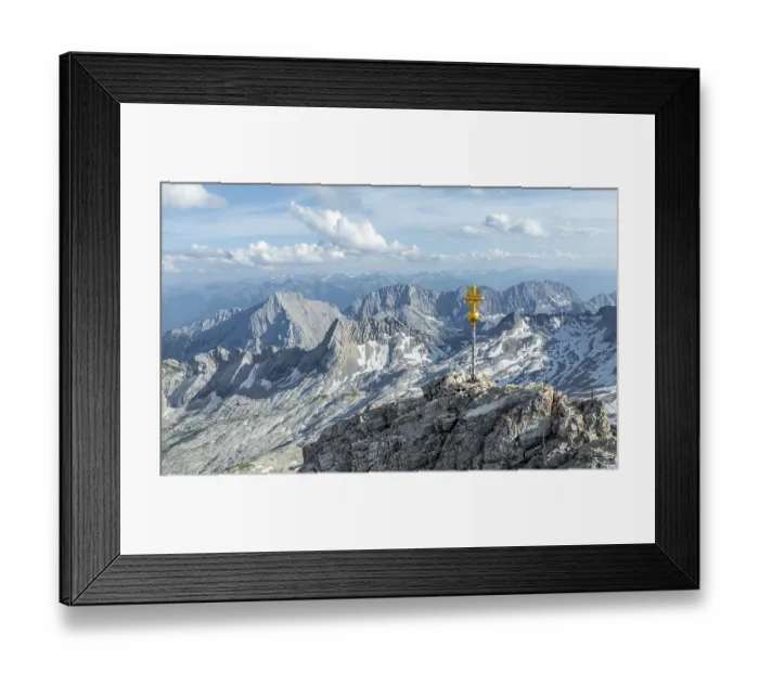 Framed Print : Summit cross, aerial view, Zugspitze
