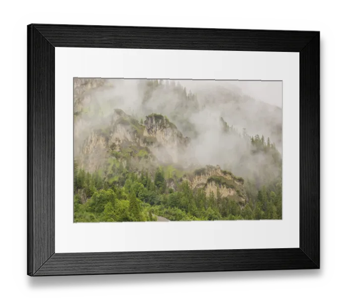 Framed Print : Wisps of mist cover the Karwendel mountains in the Grosser Ahornboden nature reserve