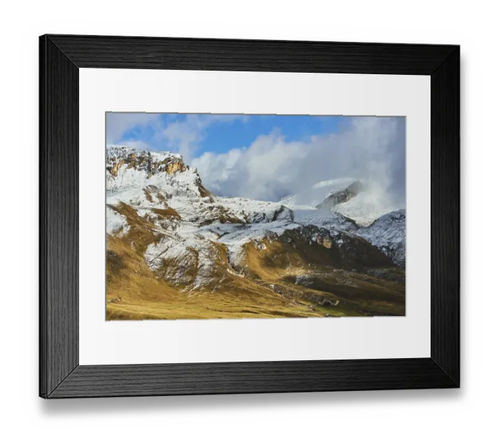 Framed Print : Snowy Mountains with clouds at Hochalpenstrasse