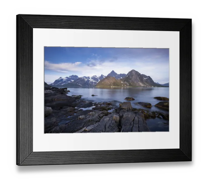 Framed Print : Landscape with sea and mountains on the Lofoten Islands