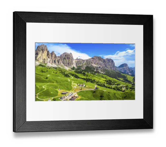 Framed Print : Breathtaking aerial view of the scenic gardena pass in the dolomites