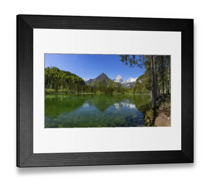 Framed Print : Schiederweiher, in front of the mountains Grosser tidal creek and Spitzmauer