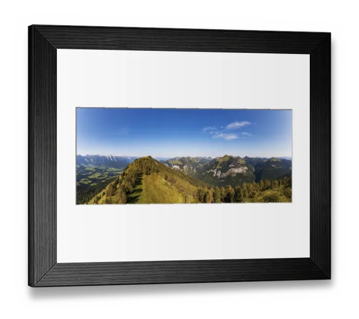 Framed Print : Drone shot, summit of the Einberg with a view of the Lammertal and Tennengebirge mountains Framed Print : Drone shot, summit of the Einberg with a view of the Lammertal and Tennengebirge mountains