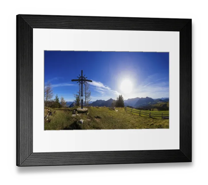 Framed Print : Summit cross on the Hochthron Postalm