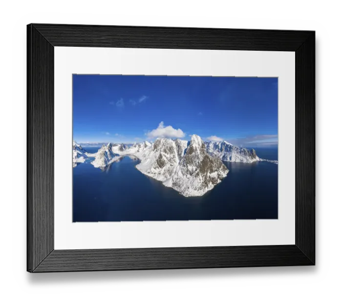 Framed Print : View of mountains and fjords near Reinebringen Framed Print : View of mountains and fjords near Reinebringen