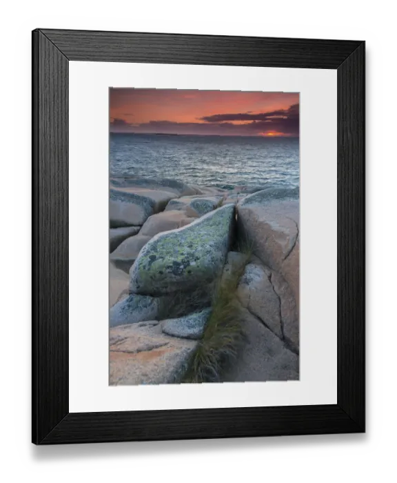 Framed Print : Sunset, evening mood, rocky coast near Smoegen