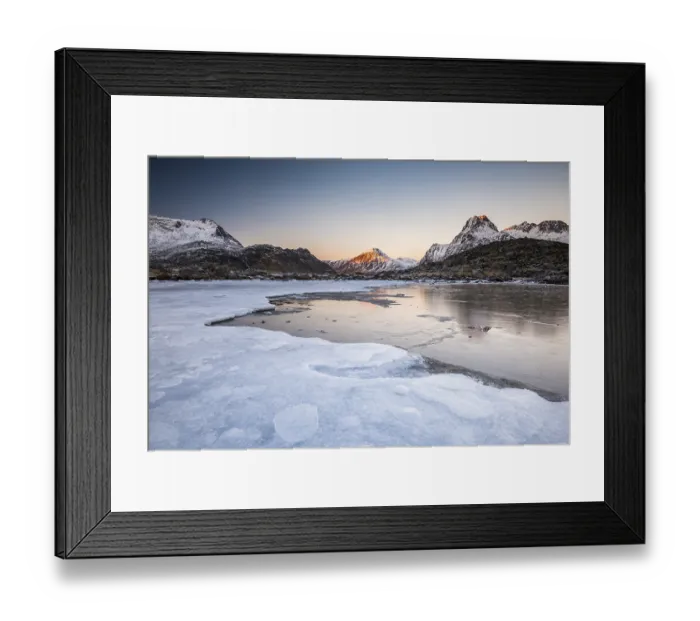 Framed Print : Ice on the shore of the fjord, Flakstadpollen Framed Print : Ice on the shore of the fjord, Flakstadpollen