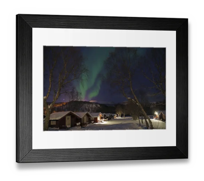 Framed Print : Small cabins and northern lights