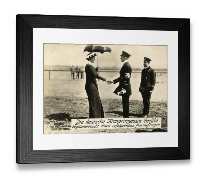 Framed Print : The German Crown Princess Cecilie congratulates a successful naval aviator