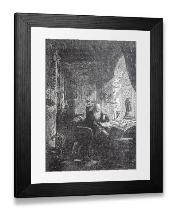 Framed Print : Alchemist in his laboratory, around 1800 Framed Print : Alchemist in his laboratory, around 1800