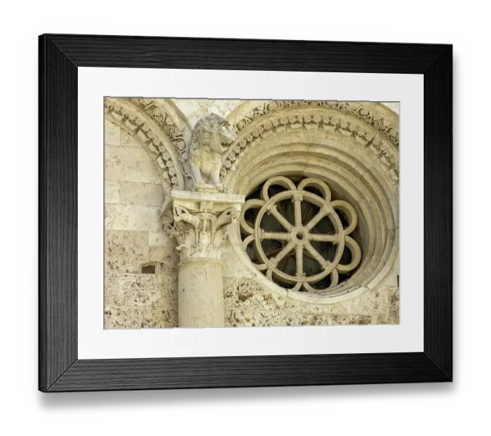 Framed Print : Windows, rose window, figures and reliefs Framed Print : Windows, rose window, figures and reliefs