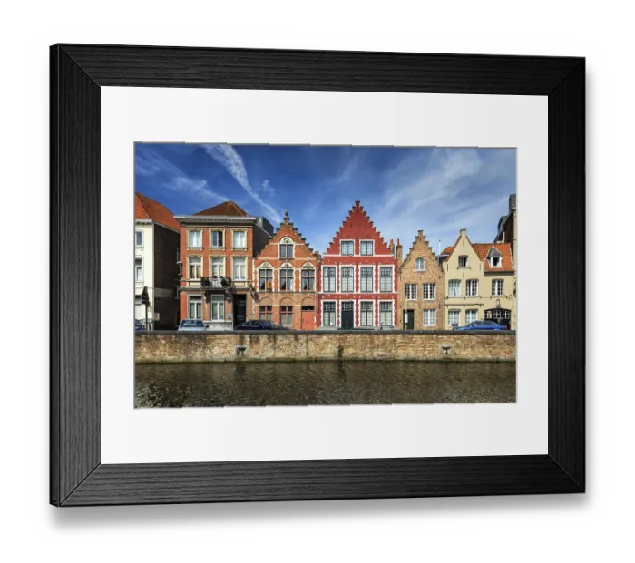 Framed Print : Canal and medieval houses. Bruges (Brugge)