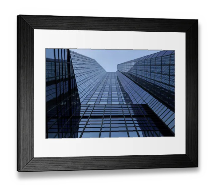 Framed Print : Glass facade of Deutsche Bank, banking district