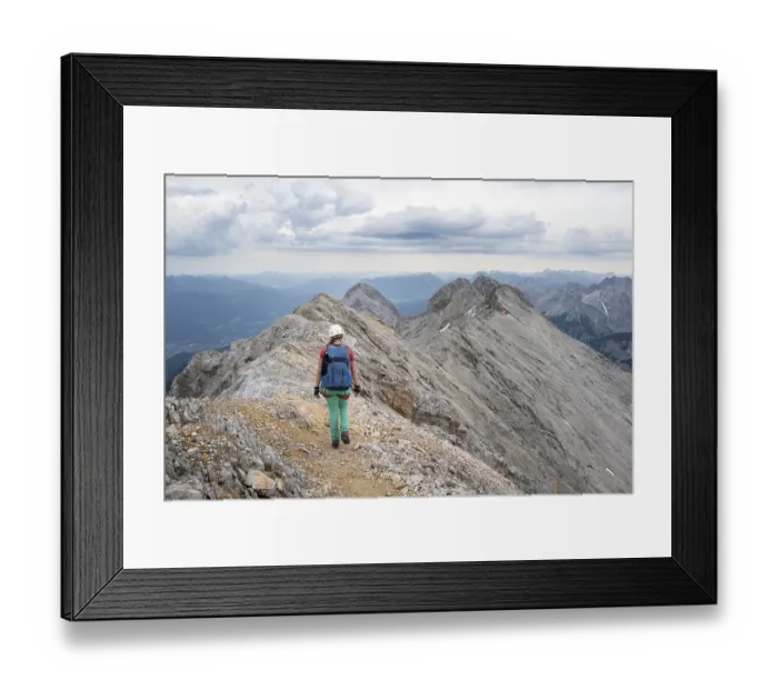Framed Print : Mountaineer on the Jubilaeumsgrat between Zugspitze and Alpspitze Framed Print : Mountaineer on the Jubilaeumsgrat between Zugspitze and Alpspitze