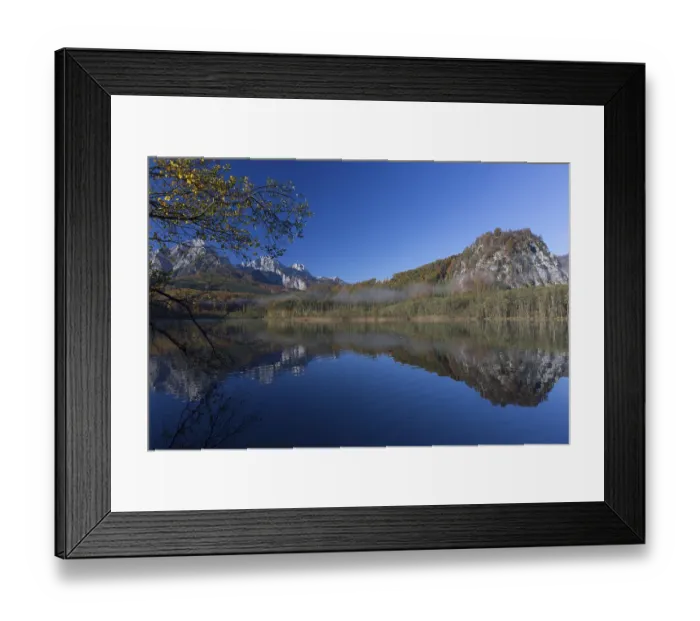 Framed Print : Autumn mood at lake Almsee, Gruenau