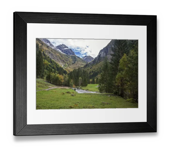 Framed Print : Oytal, on the right Oybach, behind mountains of the Allgaeu Alps Framed Print : Oytal, on the right Oybach, behind mountains of the Allgaeu Alps