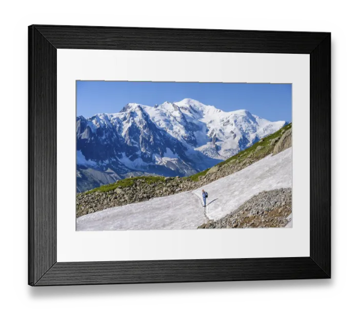 Framed Print : Mountaineer crossing a snowfield Framed Print : Mountaineer crossing a snowfield