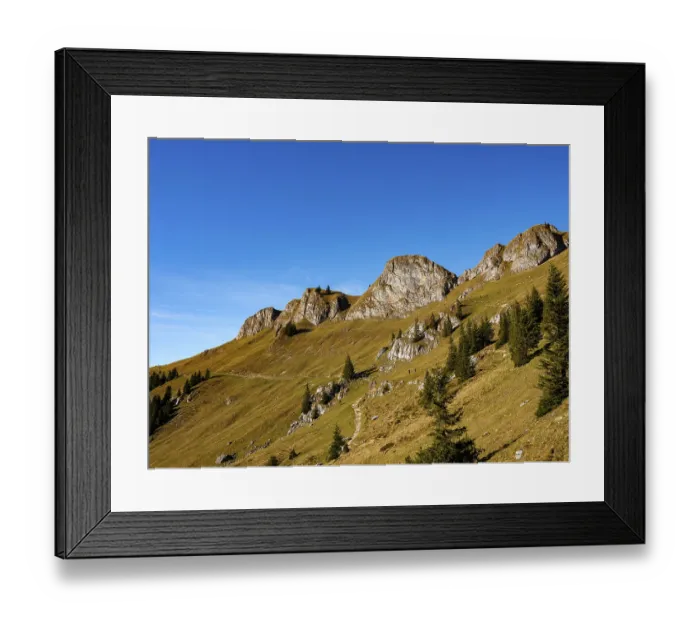 Framed Print : Hiking trails in the Rotwand area below the Rotwand-Koepfe