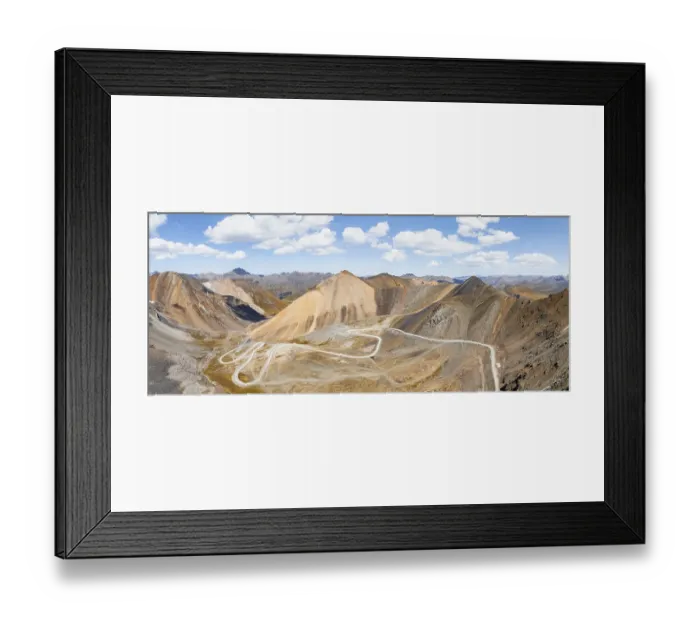 Framed Print : Aerial view, road with serpentines